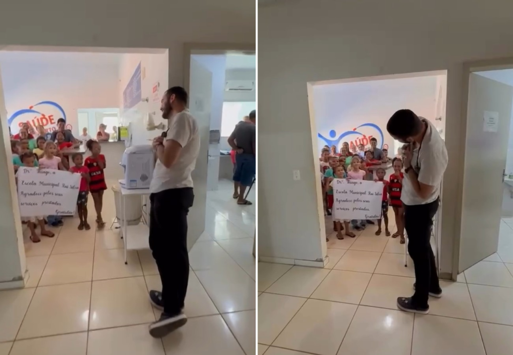 Médico homenageado por crianças em despedida de postinho diz que ‘o amor construído ali é vivo’